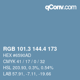 カラーコード: RGB 101.3 144.4 173 | qconv.com