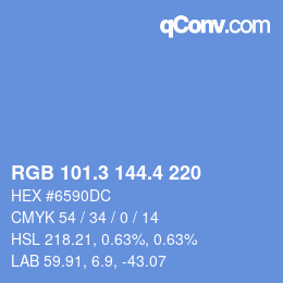 カラーコード: RGB 101.3 144.4 220 | qconv.com