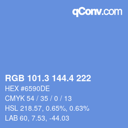 カラーコード: RGB 101.3 144.4 222 | qconv.com