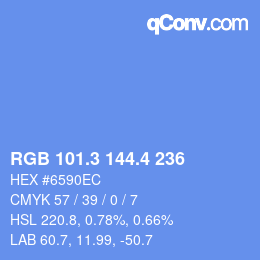 カラーコード: RGB 101.3 144.4 236 | qconv.com