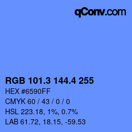 カラーコード: RGB 101.3 144.4 255 | qconv.com