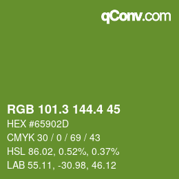 カラーコード: RGB 101.3 144.4 45 | qconv.com