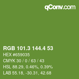 カラーコード: RGB 101.3 144.4 53 | qconv.com