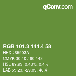 カラーコード: RGB 101.3 144.4 58 | qconv.com