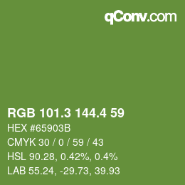 カラーコード: RGB 101.3 144.4 59 | qconv.com