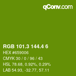 カラーコード: RGB 101.3 144.4 6 | qconv.com