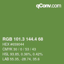 カラーコード: RGB 101.3 144.4 68 | qconv.com