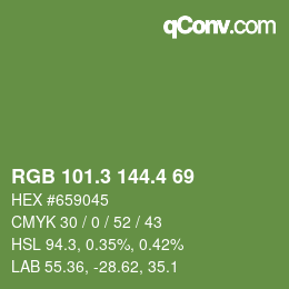 カラーコード: RGB 101.3 144.4 69 | qconv.com