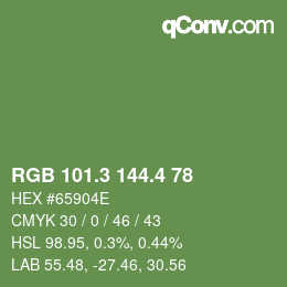 カラーコード: RGB 101.3 144.4 78 | qconv.com