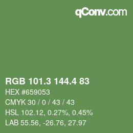 カラーコード: RGB 101.3 144.4 83 | qconv.com