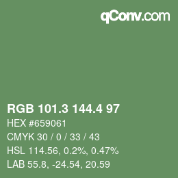 カラーコード: RGB 101.3 144.4 97 | qconv.com