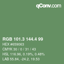 カラーコード: RGB 101.3 144.4 99 | qconv.com