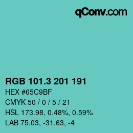 カラーコード: RGB 101.3 201 191 | qconv.com