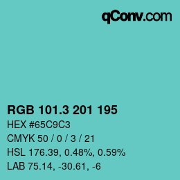 カラーコード: RGB 101.3 201 195 | qconv.com