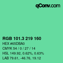 カラーコード: RGB 101.3 219 160 | qconv.com