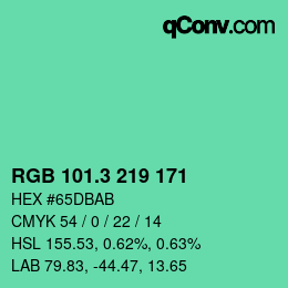 カラーコード: RGB 101.3 219 171 | qconv.com