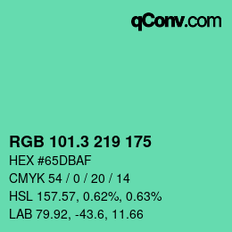 カラーコード: RGB 101.3 219 175 | qconv.com