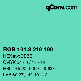 カラーコード: RGB 101.3 219 190 | qconv.com