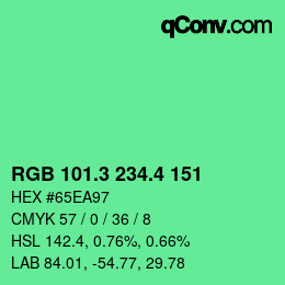カラーコード: RGB 101.3 234.4 151 | qconv.com