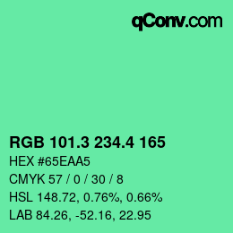 カラーコード: RGB 101.3 234.4 165 | qconv.com