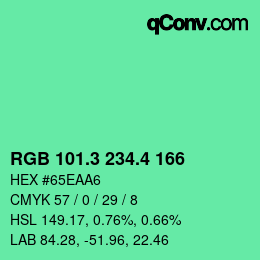 カラーコード: RGB 101.3 234.4 166 | qconv.com