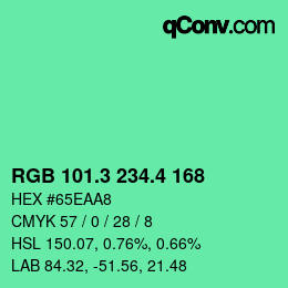 カラーコード: RGB 101.3 234.4 168 | qconv.com