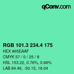 カラーコード: RGB 101.3 234.4 175 | qconv.com
