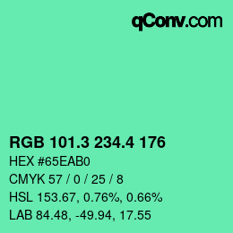 カラーコード: RGB 101.3 234.4 176 | qconv.com