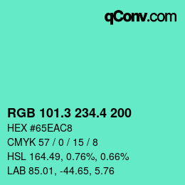 カラーコード: RGB 101.3 234.4 200 | qconv.com