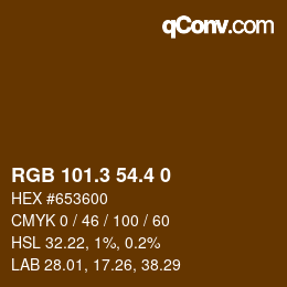 カラーコード: RGB 101.3 54.4 0 | qconv.com