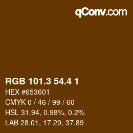 カラーコード: RGB 101.3 54.4 1 | qconv.com