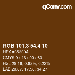 カラーコード: RGB 101.3 54.4 10 | qconv.com