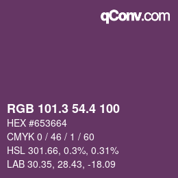カラーコード: RGB 101.3 54.4 100 | qconv.com