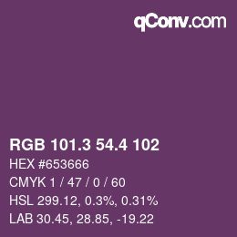 カラーコード: RGB 101.3 54.4 102 | qconv.com