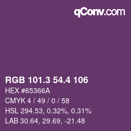 カラーコード: RGB 101.3 54.4 106 | qconv.com