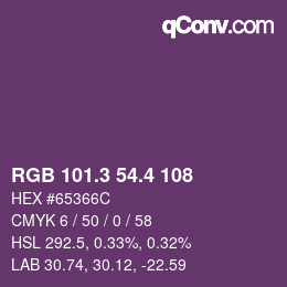 カラーコード: RGB 101.3 54.4 108 | qconv.com