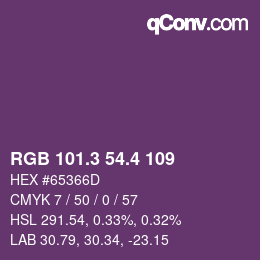 カラーコード: RGB 101.3 54.4 109 | qconv.com