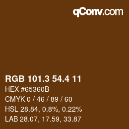 カラーコード: RGB 101.3 54.4 11 | qconv.com