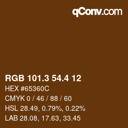 カラーコード: RGB 101.3 54.4 12 | qconv.com