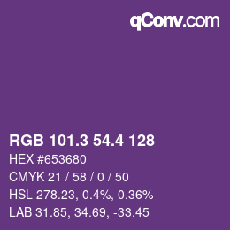 カラーコード: RGB 101.3 54.4 128 | qconv.com