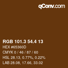 カラーコード: RGB 101.3 54.4 13 | qconv.com