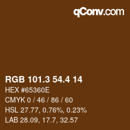 カラーコード: RGB 101.3 54.4 14 | qconv.com