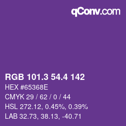 カラーコード: RGB 101.3 54.4 142 | qconv.com