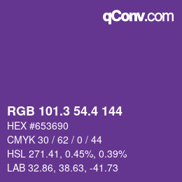 カラーコード: RGB 101.3 54.4 144 | qconv.com