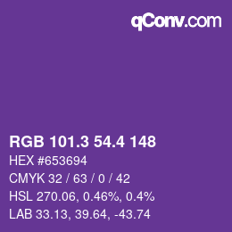カラーコード: RGB 101.3 54.4 148 | qconv.com