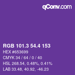 カラーコード: RGB 101.3 54.4 153 | qconv.com