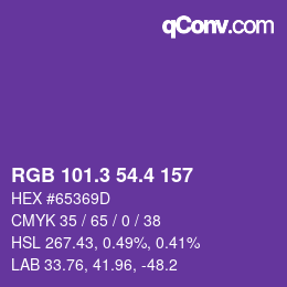 カラーコード: RGB 101.3 54.4 157 | qconv.com