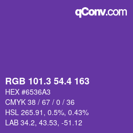 Color code: RGB 101.3 54.4 163 | qconv.com