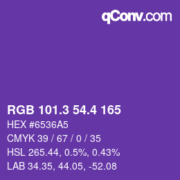 カラーコード: RGB 101.3 54.4 165 | qconv.com