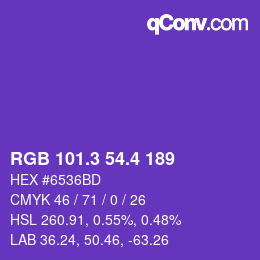 カラーコード: RGB 101.3 54.4 189 | qconv.com